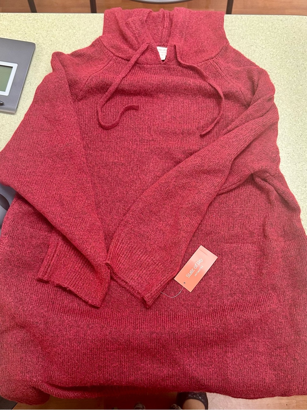 XS Cozy Raspberry Red Hoodie Robe Sweater